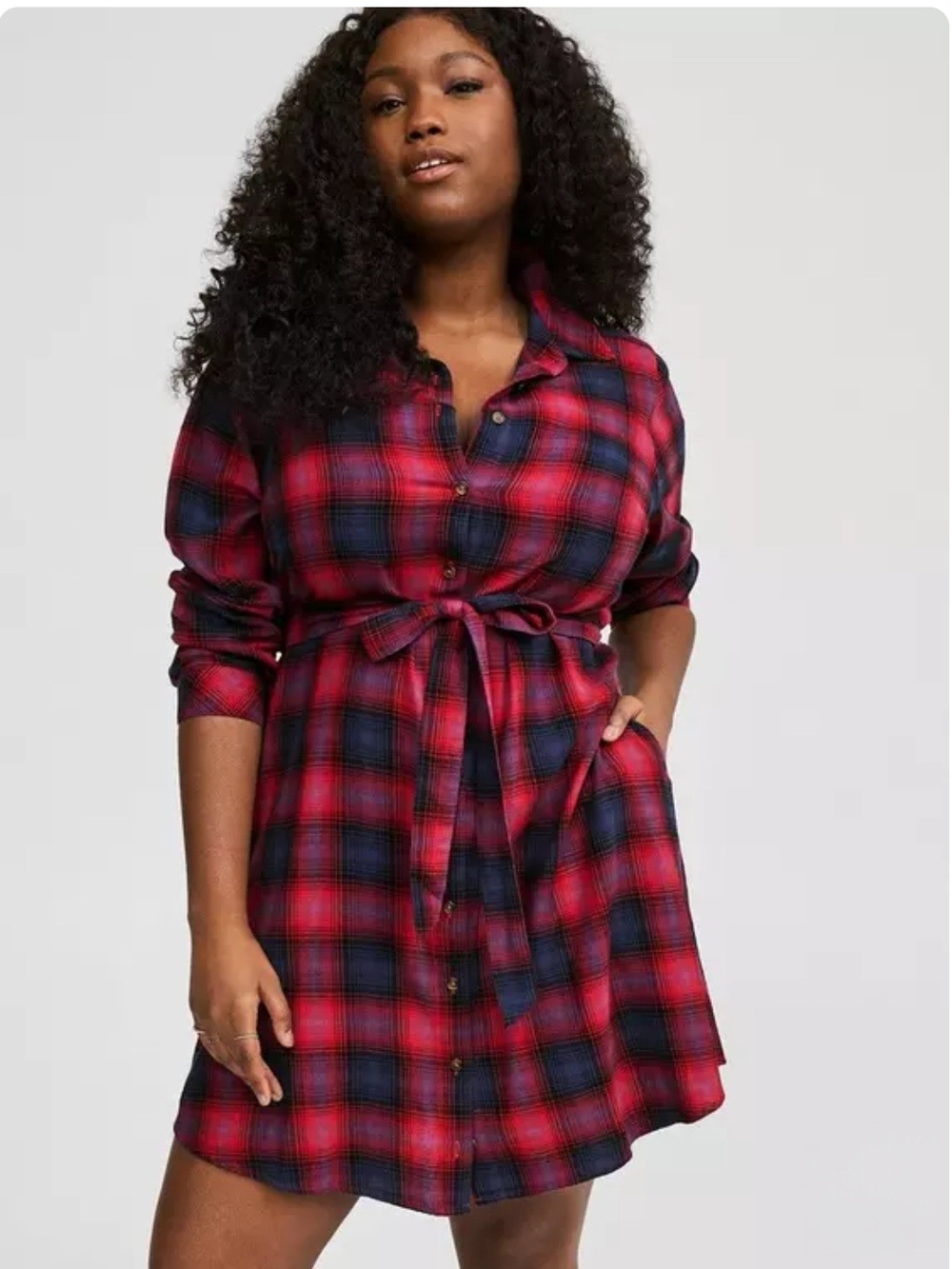 Mini Long Sleeve Button Front Shirt Dress
